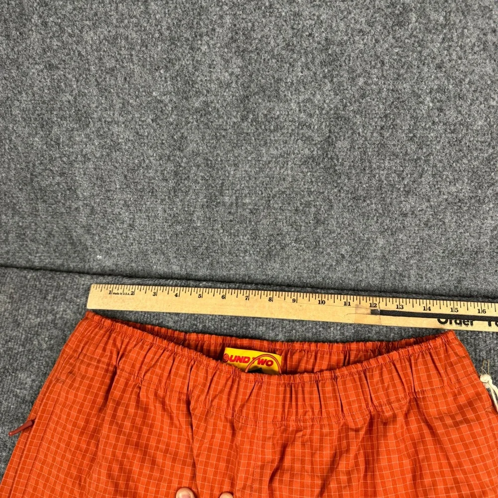 Round Two Pants Mens Size 30 Orange Grid Pattern Straight Leg Streetwear NWT